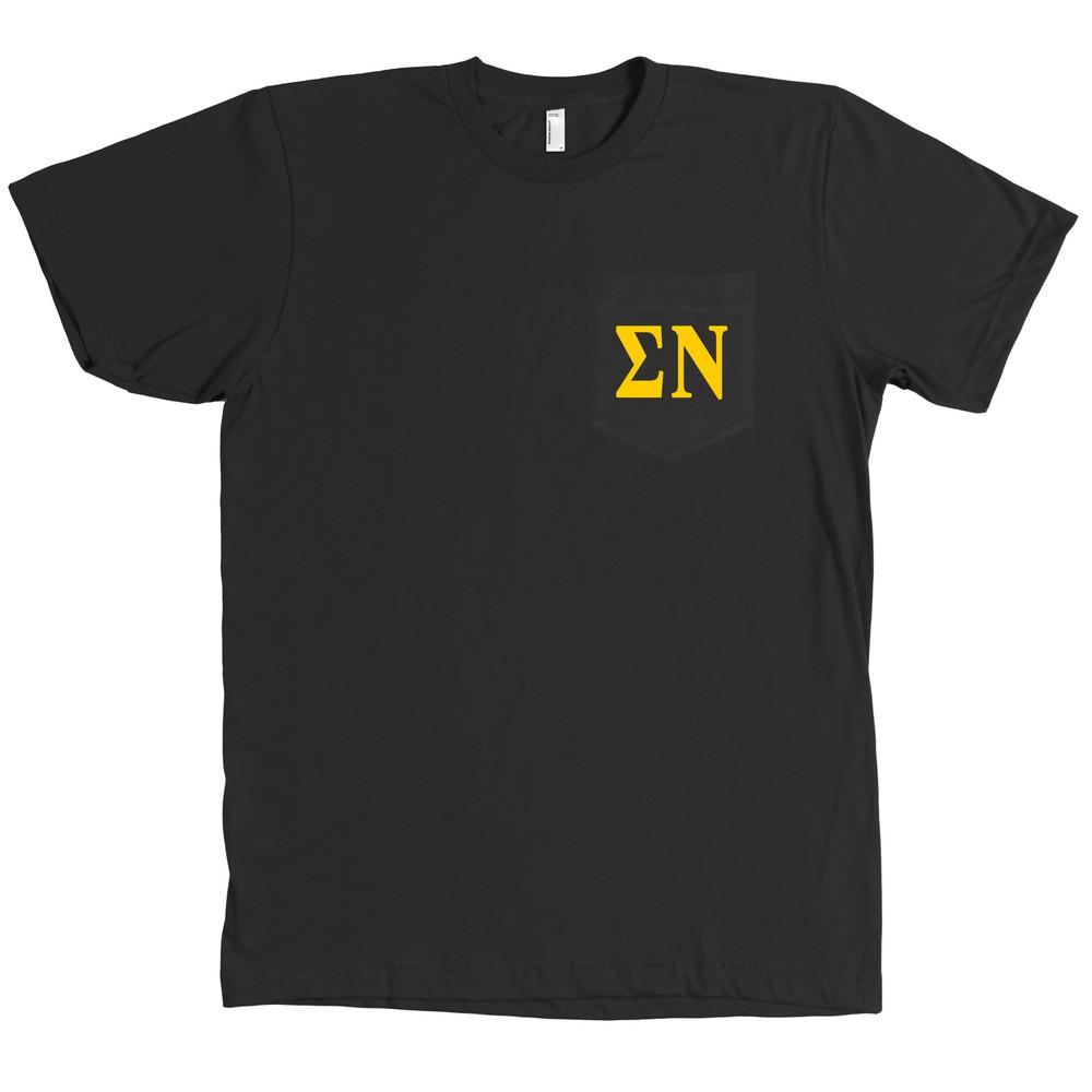 Sigma Nu Bella + Canvas POCKET Black Fraternity Tee NEW Unisex T-Shirt