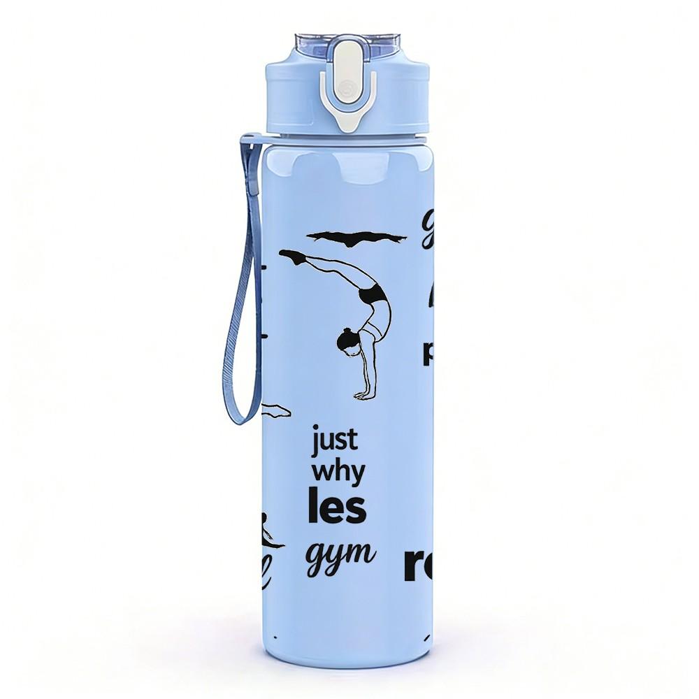 1PC Girl Gym Workout Slogan Text Print 750ml Color Plastic Sports Water Bottle Leakproof Flip Straw Lid Suitable for Sports Office Home Use