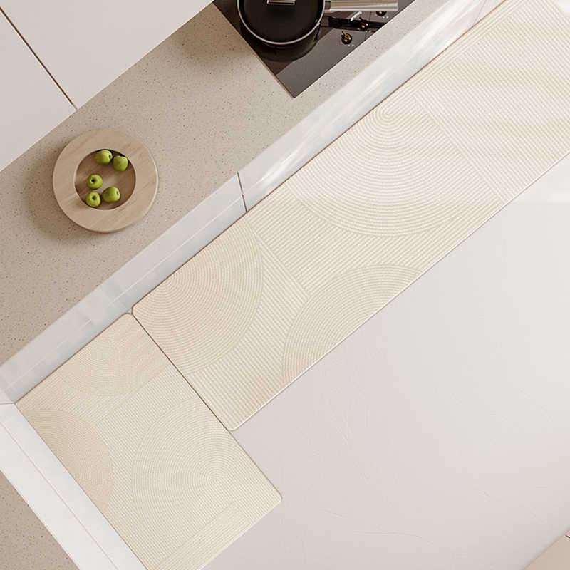 1/2pcs Simple Cream Air Kitchen Floor Mat Non-Slip Easy Maintenance Corridor Carpet Bathroom Entrance Door Mat Home Decor