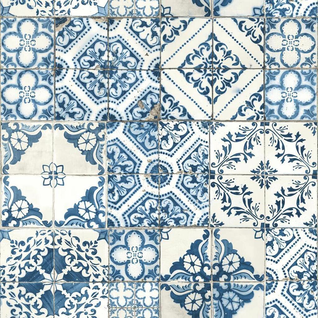 RoomMates Wall Paper Blue Removable Mediterranean Tile 1 Roll 52 X 503cm Japanese Import RMK11083WP [Regular Product]