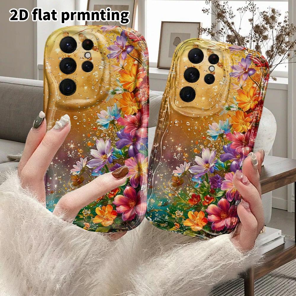 Phone Case: 2D flat Samsung Galaxy A34 A35 M05 M06 S20 S22 S21 FE Plus 5G protective case, couple style, colorful wildflowers, Christmas and Halloween
