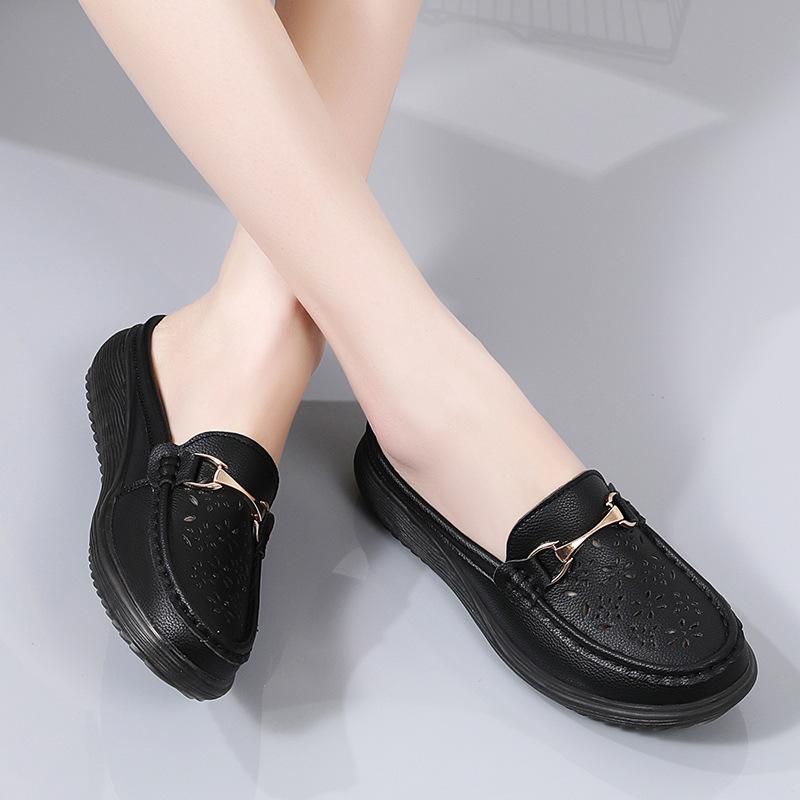 Casual Single Shoes Women's Summer Breathable Non-slip Half-drag Mother Shoes Soft-soled Comfortable Hole Shoes Doudou Shoes