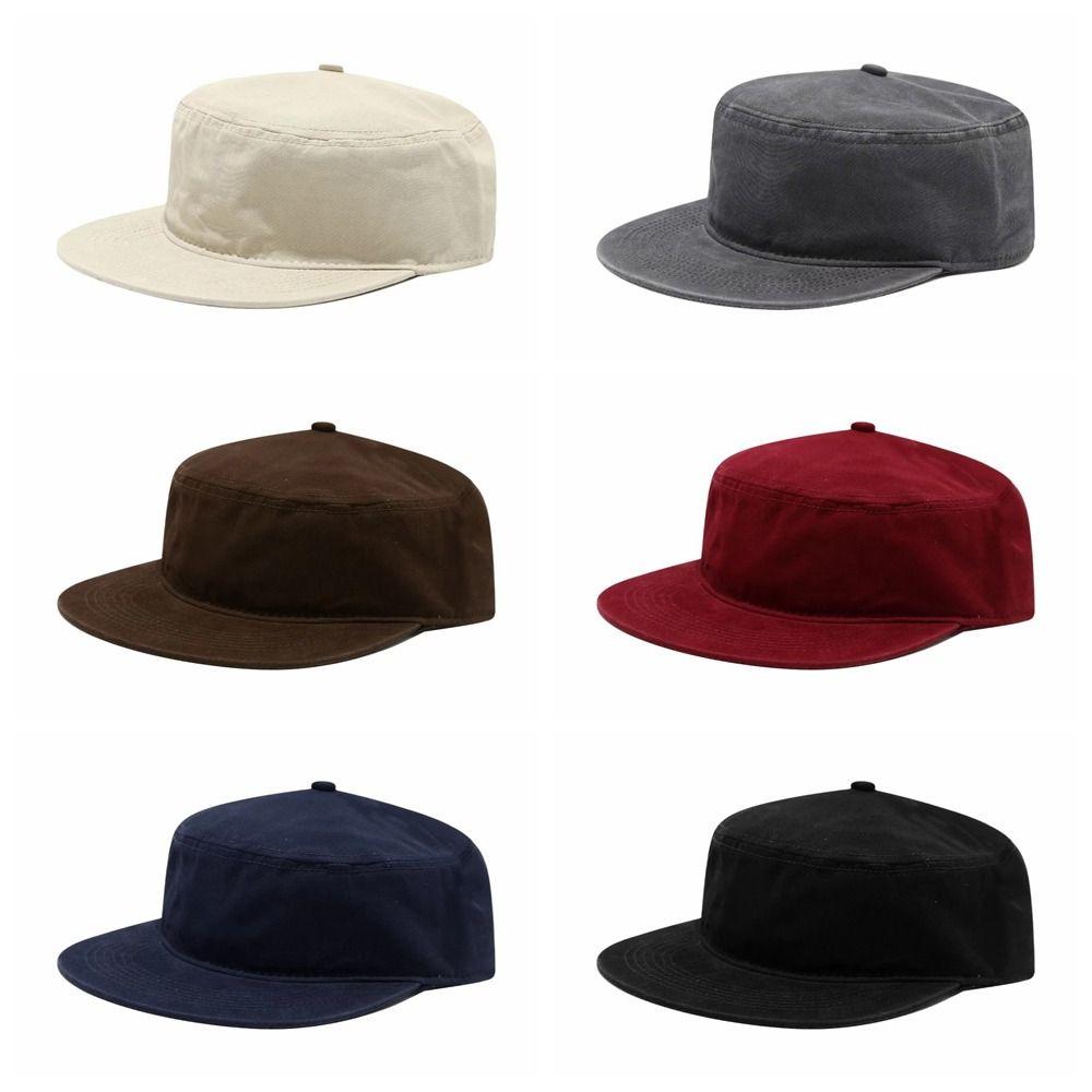 Solid Color Peaked Cap Flat Brim Baseball Cap Retro Flat Top Hat Versatile Use