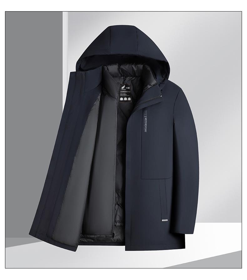 Мужская зимняя куртка на гусином пуху со съемной подкладкой - 3-в-1, повседневная деловая верхняя одежда для тепла