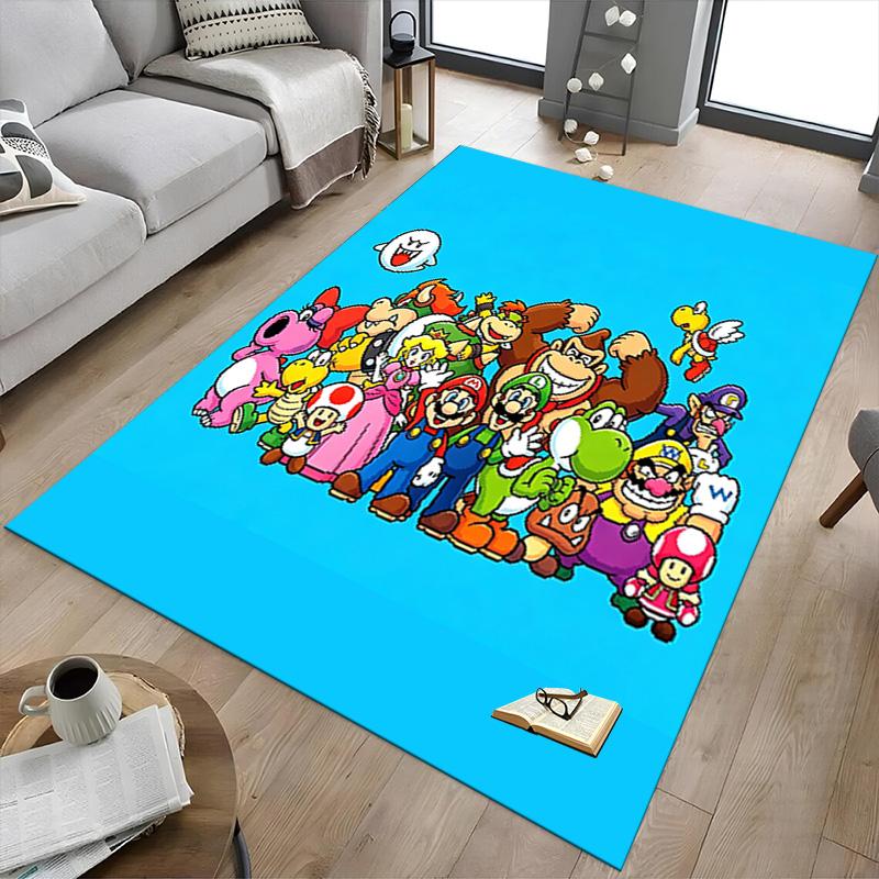 Super Mario Characters Carpet For Playroom Bedroom Living Room Sofa Home Decorkids Game Area Rug Nonslip Floor Mat
