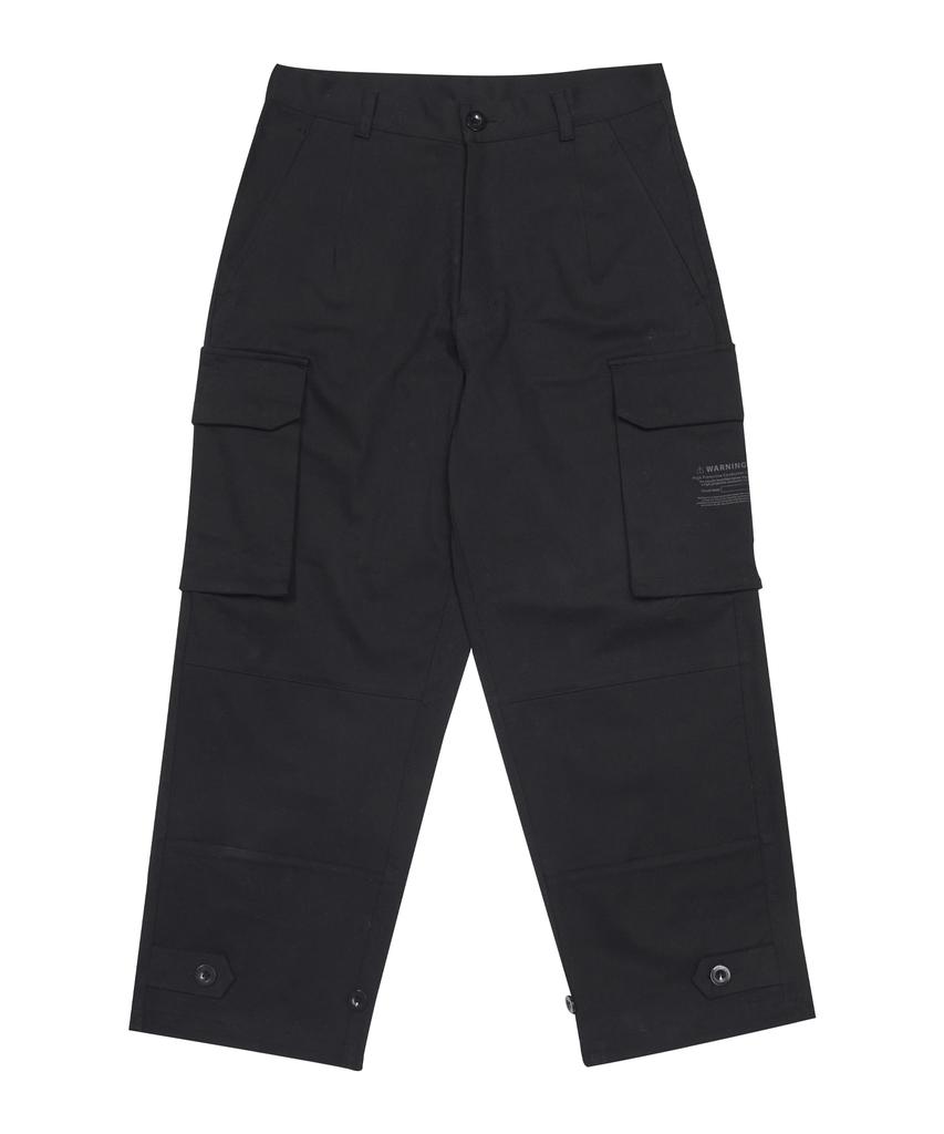 STIGMA 10S Twill Cotton Wide Parachute Pants Black