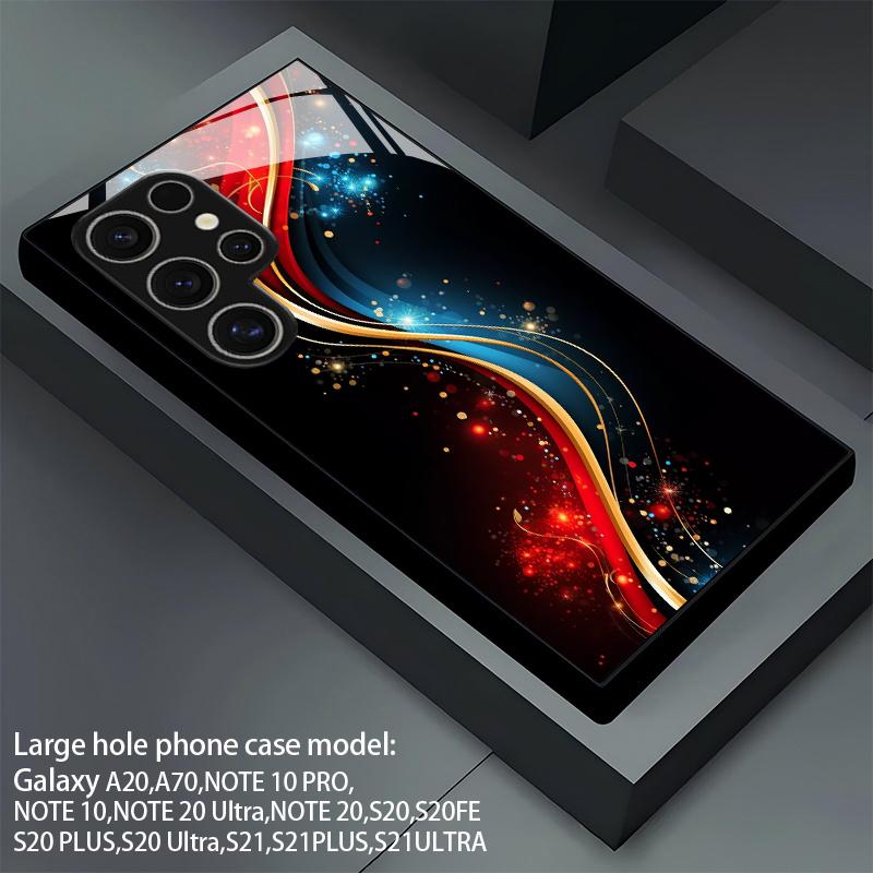 Чехол для телефона Samsung S26 S25 S24 S23 S22 S21 S20 A56 A36 A16 с 2D-рисунком 'Золотое Красное Пламя' Защитная крышка из закаленного стекла