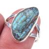 Кольцо из чистого серебра 925 пробы с натуральным лабрадоритом ручной работы, размер 7 u4V50