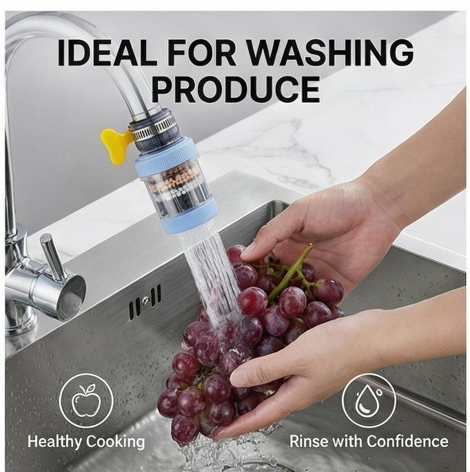 Фильтр для крана с 6-ступенчатой очисткой – Экономитель воды с защитой от брызг (Майфаньский камень) для кухни