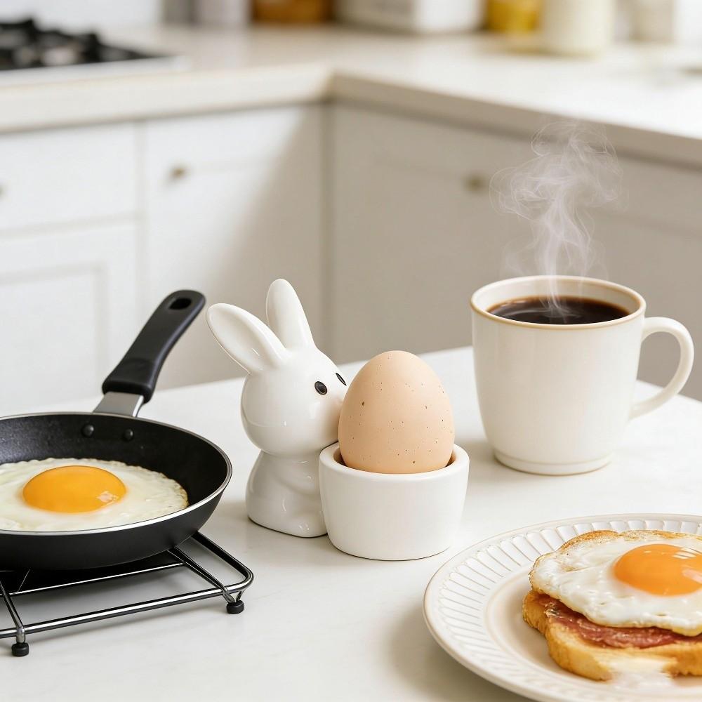 Мультяшная керамическая подставка для яиц Гладкий лоток для пасхальных яиц Держатель для яиц в форме кролика Пасхальный декор