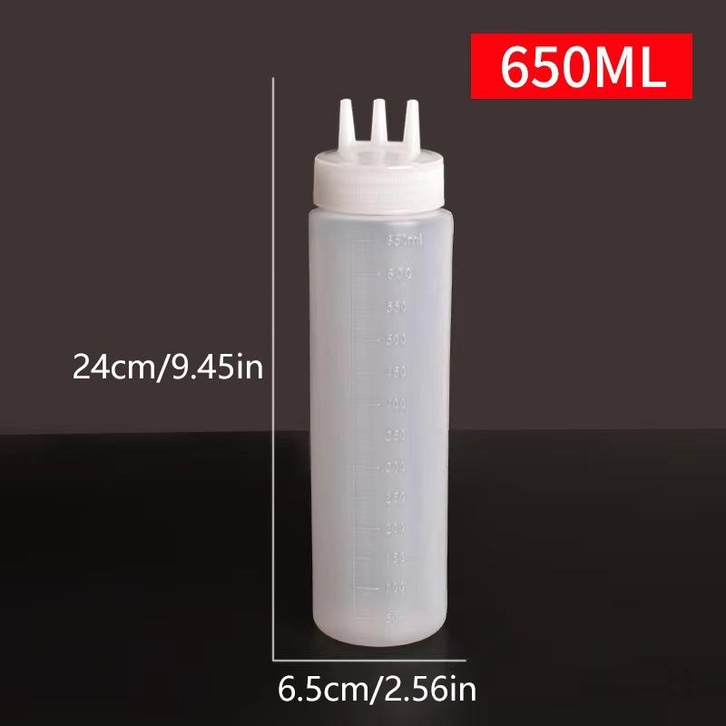 3 Holes Sauce Squeeze Sauce Bottles Condiment Dispenser With Lids Oil Bottle Kitchen Tool Seasoning Mustard Salad Storage Jar
