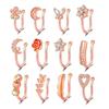 9/12pcs Fake Nose Rings Set Steel Gold Color Faux Body Jewelry Piercing Lot Heart Butterfly Fake Helix Tragus Ear Clip Cuff Bulk