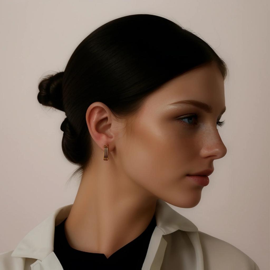 Трехслойные J-образные серьги из нержавеющей стали для женщин, простой дизайн, стильные украшения, подчеркивающие индивидуальность