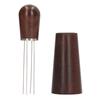 Инструмент для перемешивания кофе 4 дугообразных штырька Деревянная ручка Кофейная игла Тип Распределительный инструмент с основанием для дома Темно-коричневый