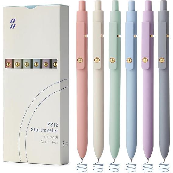 FIOVER Colored Pens, 6 Pack Colorful Gel Pens, Quick-Dry 0.7mm Medium Point for Journaling, Note Taking, Doodling, Aesthetic Office School Supplies,