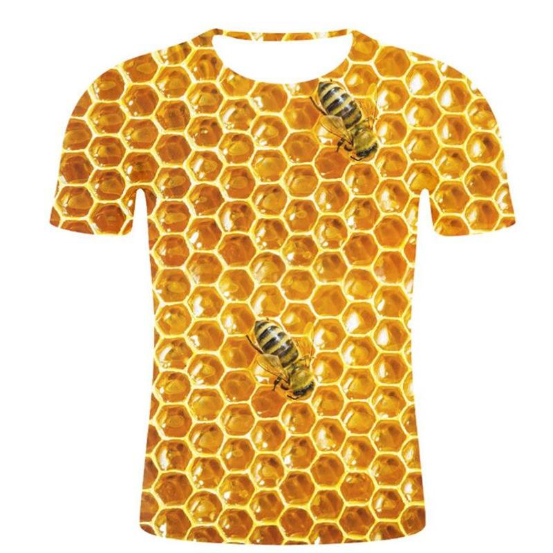 New Short Sleeve 3D Digital Printed Honeycomb Shaped Men's T-shirt