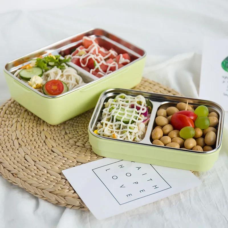 Portable Stainless Steel Double Layer Food Container for Kids Cartoon Lunch Box for Kids Picnic School Bento Box