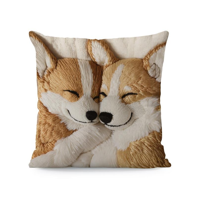 Современная винтажная наволочка на подушку с тематикой альпаки, двусторонним принтом и застежкой-молнией