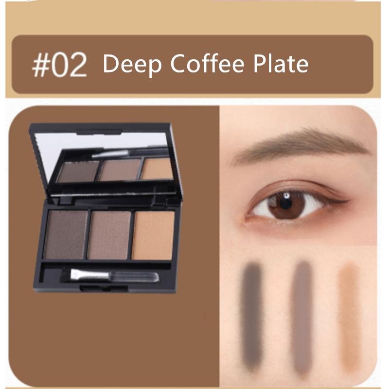 Трехцветный лоток для пудры для бровей, водонепроницаемый, не выцветающий, светлый для мужчин и женщин, серый, против пота, не выцветающий, долговечный