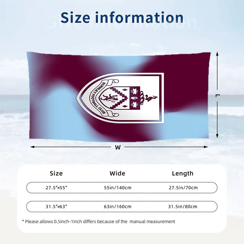 Пляжное полотенце Burnley Football Мягкое из микрофибры Летнее полотенце Быстросохнущее Впитывающее полотенце для пляжа Бассейна Путешествий