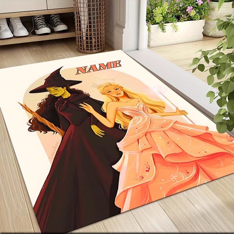 Custom Name Princess Pink Gown Carpet Rug Customizable Soft Washable Anti-Slip Home Living Room Sofa Mats Personalized Rug. 0909337