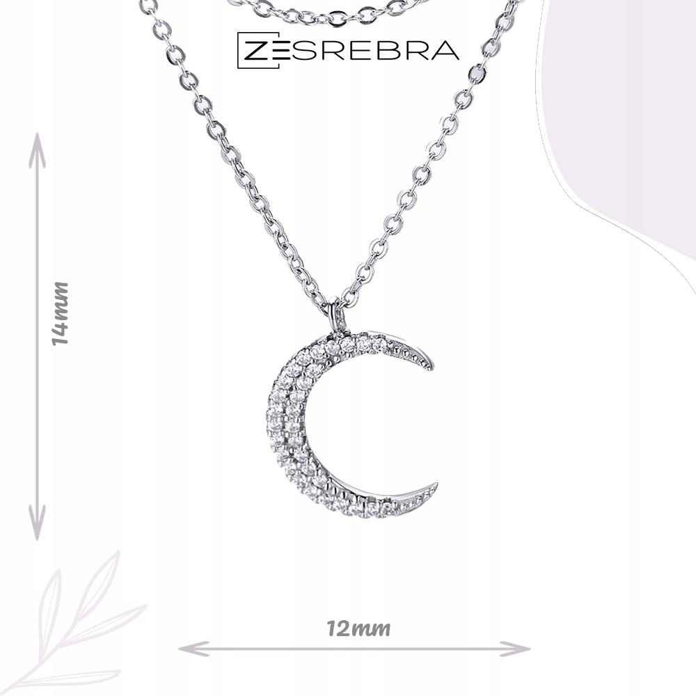 Chain Pr 925 Moon Stars Double Zircons Crystal Pendant