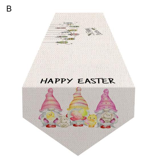 Настольный бегун Цифровая печать Удобный сенсорный праздничный узор Пятностойкая текстура Украшение Милый кролик Пасхальная скатерть Кухонные аксессуары