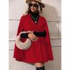 Women's Cape Woolen Coat, Mid-Length Double Breasted Cloak Jacket, Elegant High Grade Loose Slimming Overcoat, Ladies Warm Cape Outerwear