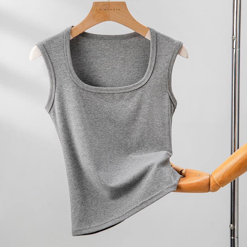 Women's Wide-Strap White Camisole: Pure Cotton, Large Size, All-Season, Beautiful Back Design, Side-Breast Coverage, Inner and Outer Wear.