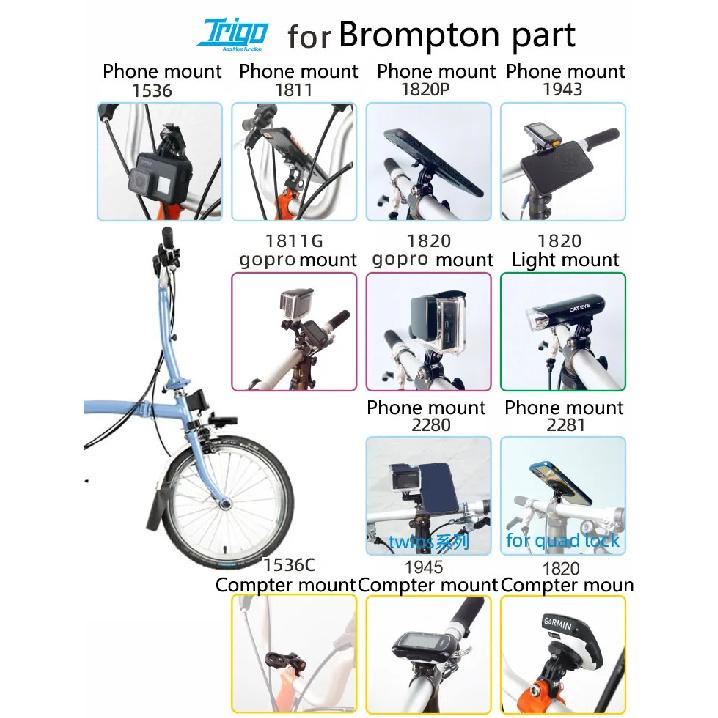 Крепление для велокомпьютера TRIGO TRP1945 для велосипедов Brompton 3Sixty S M P Руль Подходит для Garmin Bryton Wahoo Держатель GPS Аксессуары для велосипеда