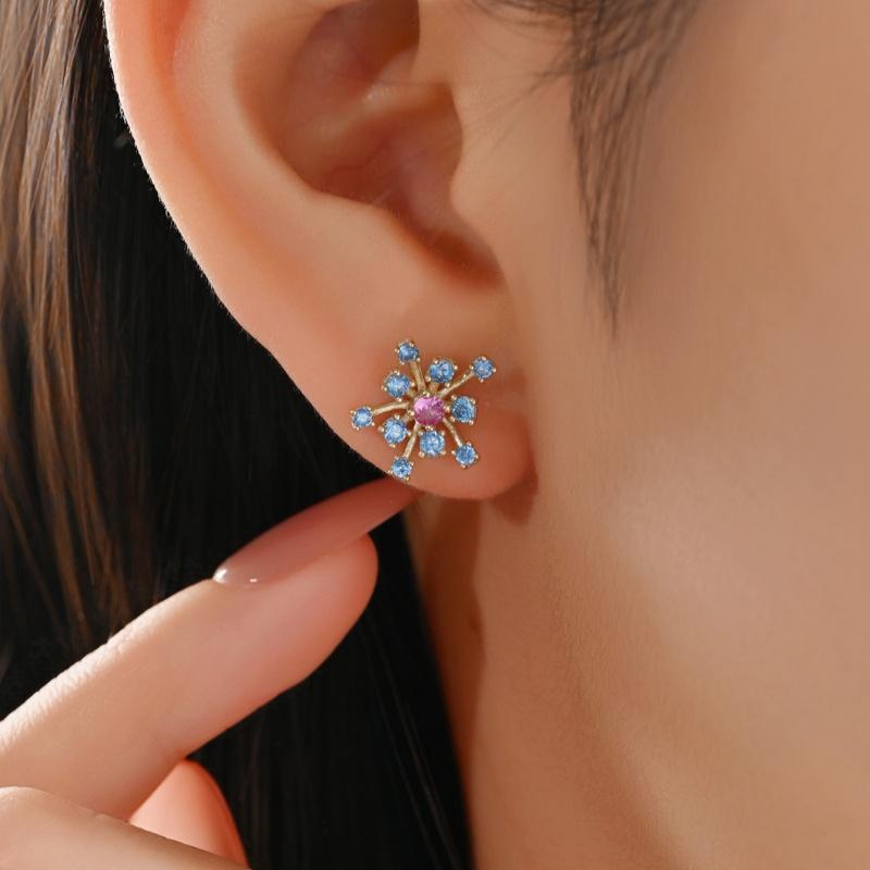 925 Sterling Silver Fantasy Romantic Earrings Blue CZ Earrings for Women Party Fine Jewelry Gift
