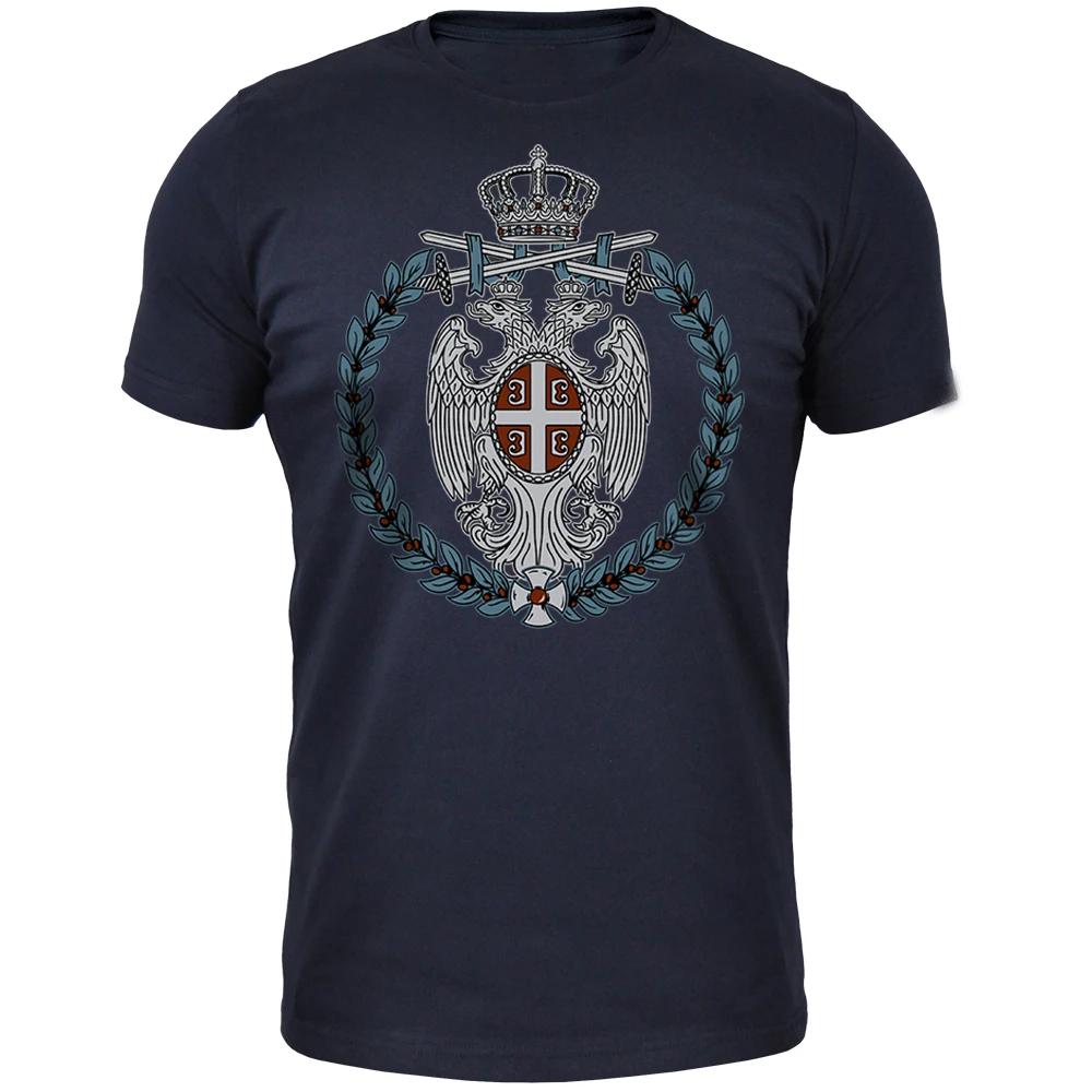 Serbian Eagle Medal Printed TShirt 100 Cotton ONeck Short Sleeve Summer Casual Unisexs Tshirt Streetwear