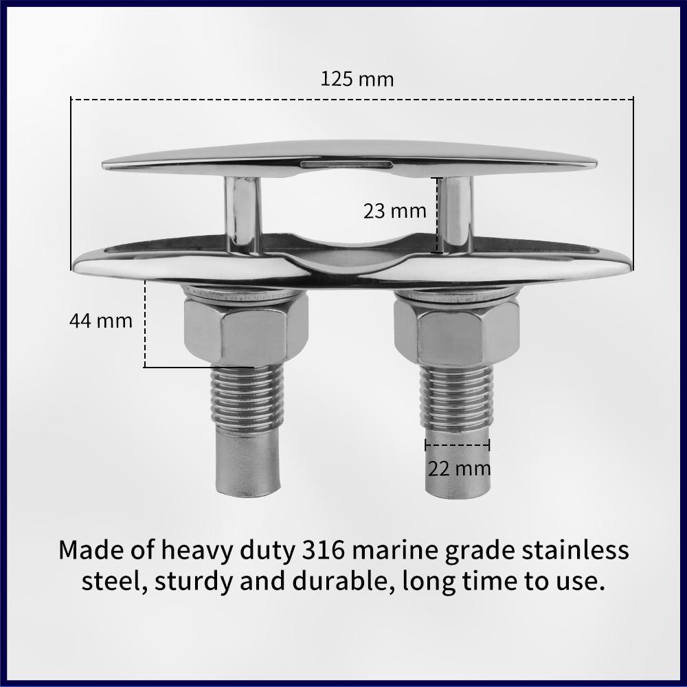 5/6 Inch Heavy Duty 316 Stainless Steel Boat Retractable Pull up Flush Mount Cleat Mooring Dock Neat Cleat Marine Hardware