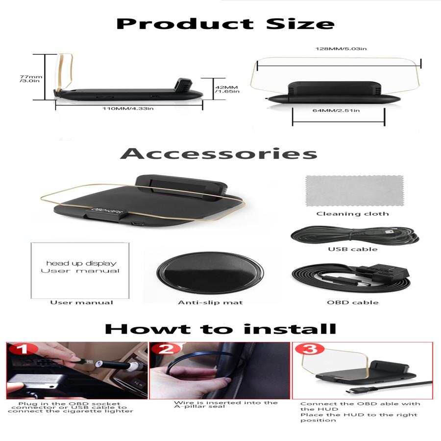 Зеркало Head Up Display OBD2 GPS Автомобильный проектор скорости спидометр с навигацией