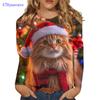 Christmas Creative Printed Ladies Long Sleeve T-Shirt Fashion Casual Round Neck Kawaii Printed Women Clothing Top Traf Camisetas