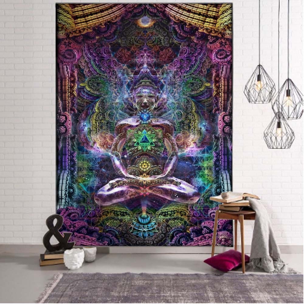 VIKAMA Psychedelic Wind Mushroom Tapestry Fadeproof Scifi Wall Wall Hanging Game Room Escape Room Music Festival Wall Tapestry