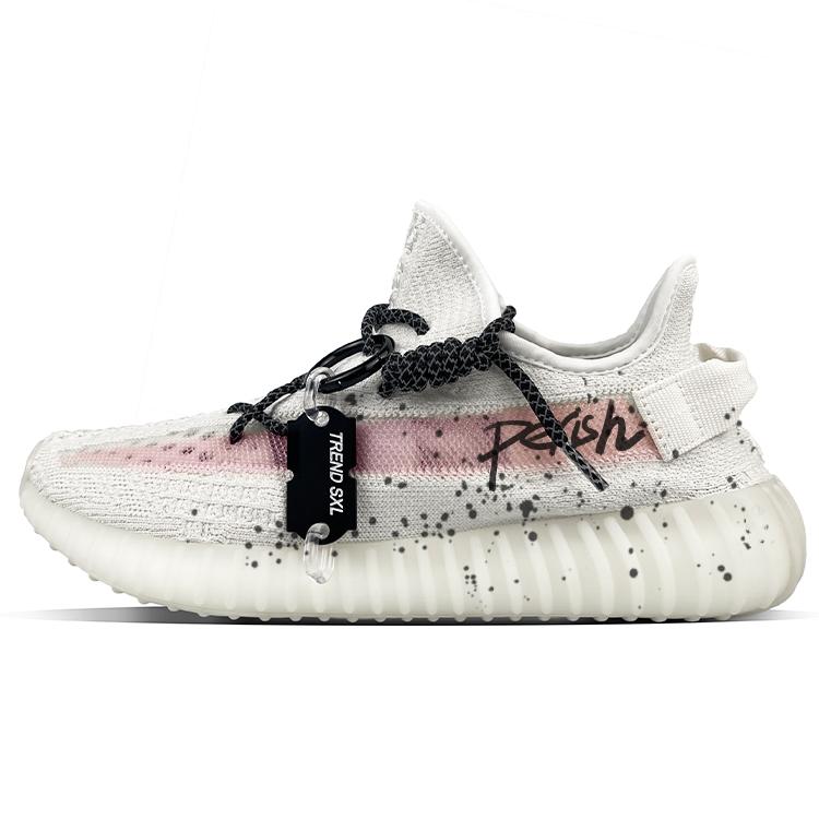 Adidas Originals Yeezy Boost 350 V2 Abrasion Resistant Low top Casual Shoes Unisex White Pink HQ6316(Team373-)