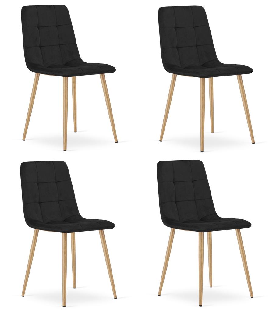 KARA chair - black velvet / wood color legs x 4