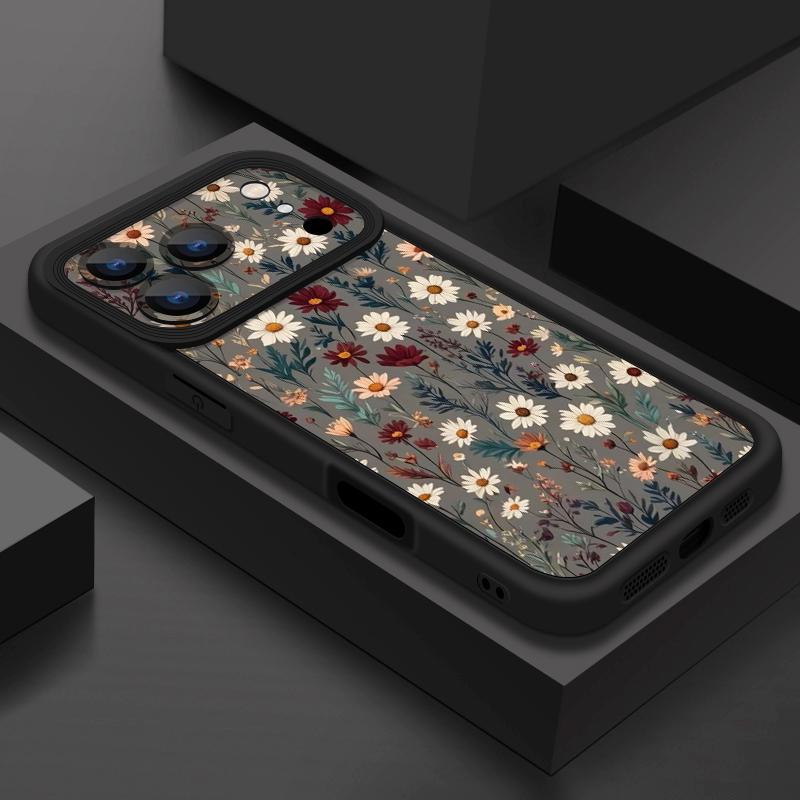 Ударопрочный чехол для телефона iPhone 17 Pro Max Чехол iPhone 16 15 14 13 Pro Max 11 17e 16e Печать с цветами маргариток Мягкий силиконовый бампер
