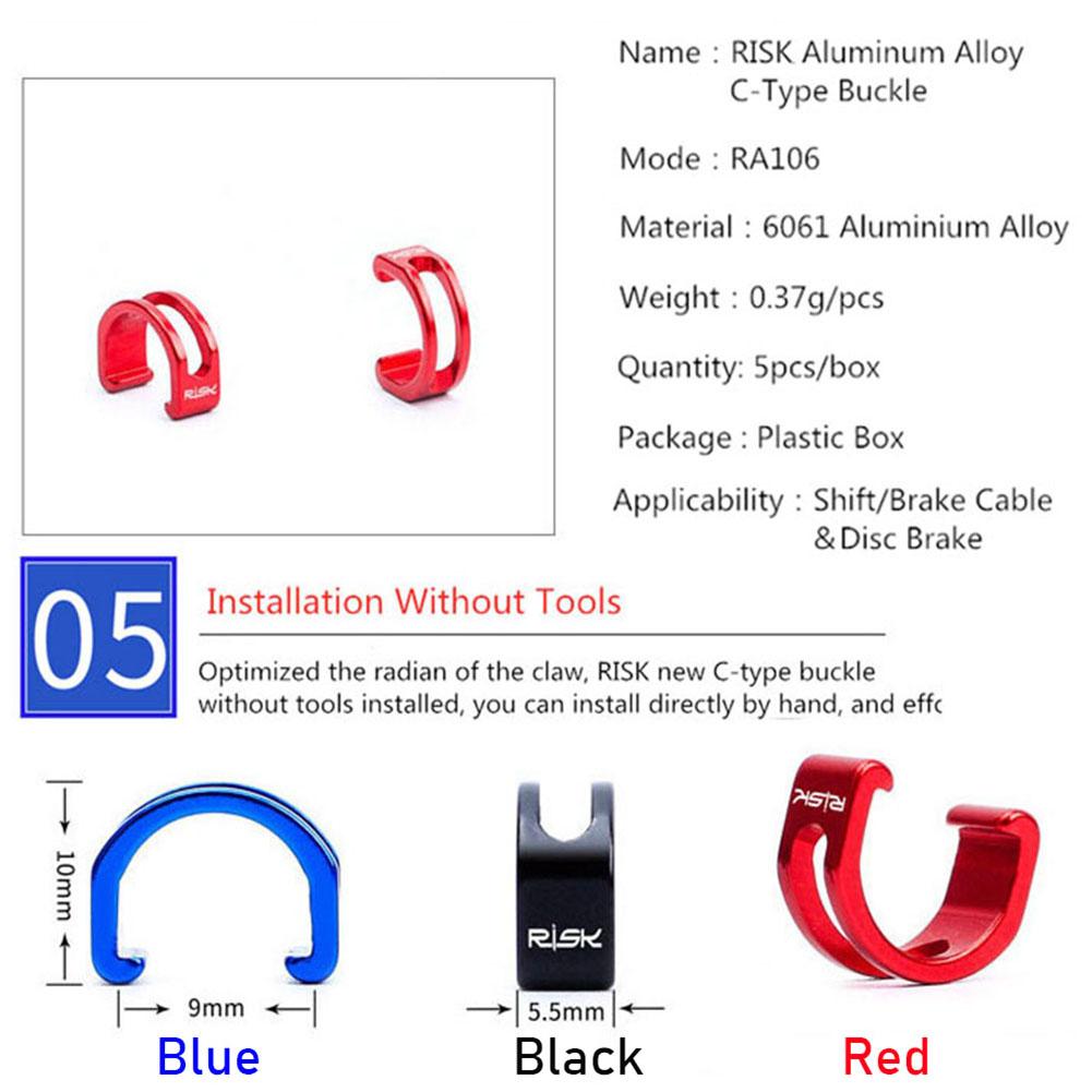 5pcs Bicycle Line Tube C Type Buckle Aluminum Alloy Hollow U-type Fixed Buckle Mountain Bike Accessories