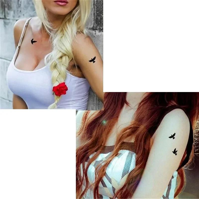 5/10pcs/lot Women Sexy Finger Wrist Flash Fake Tattoo Stickers Liberty Small Birds Fly Design Waterproof Temporary Sticker