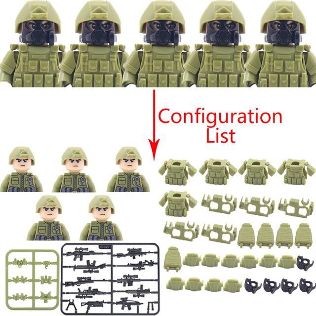 Военный спецназ MOC Строительный блок SWAT Призрачные коммандос Фигурки Полицейские солдаты Армейское оружие Детская игрушка Подарок B152