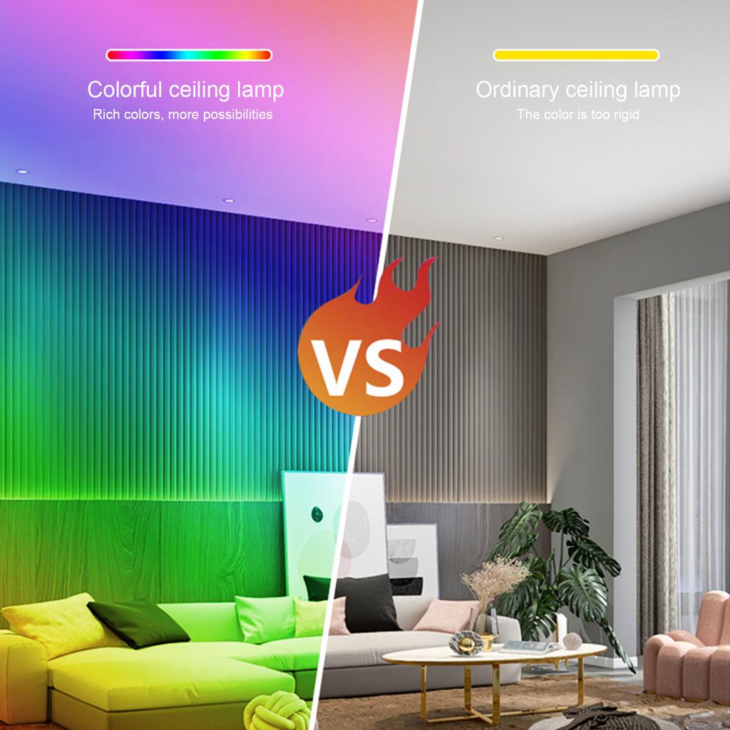 Потолочный светильник RGBCW, полноцветное затемнение, приложение BT, пульт дистанционного управления, интеллектуальное голосовое управление, круглая спальня