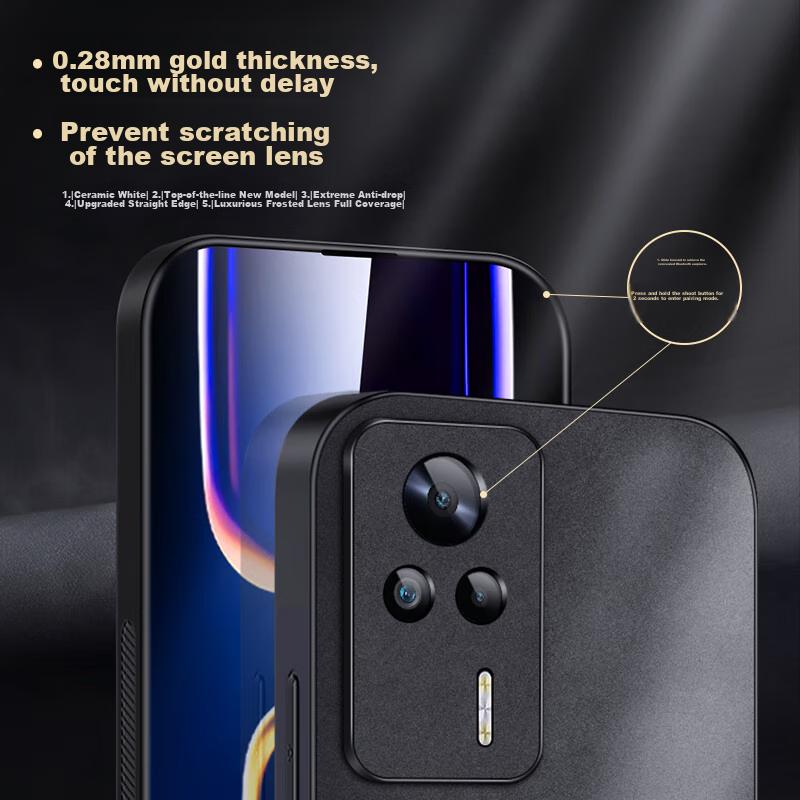 Redmi K60E Phone Case, Redmi K60e Protective Cover, Shockproof Camera Full Coverage Soft, Simple Luxury Silicone Outer Case, WoAnd Leather Case, Black