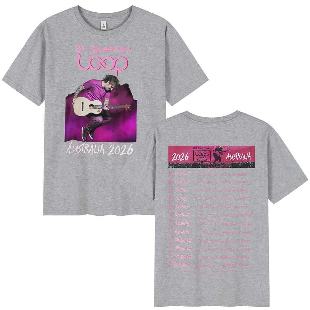 2026 Hot Sale Ed Sheeran Loop Tour Australia 2026 Tour Merch T-shirts Fans Gifts Men Women Clothing Fashion Hip Hop Cotton Oversized T Shirts Top