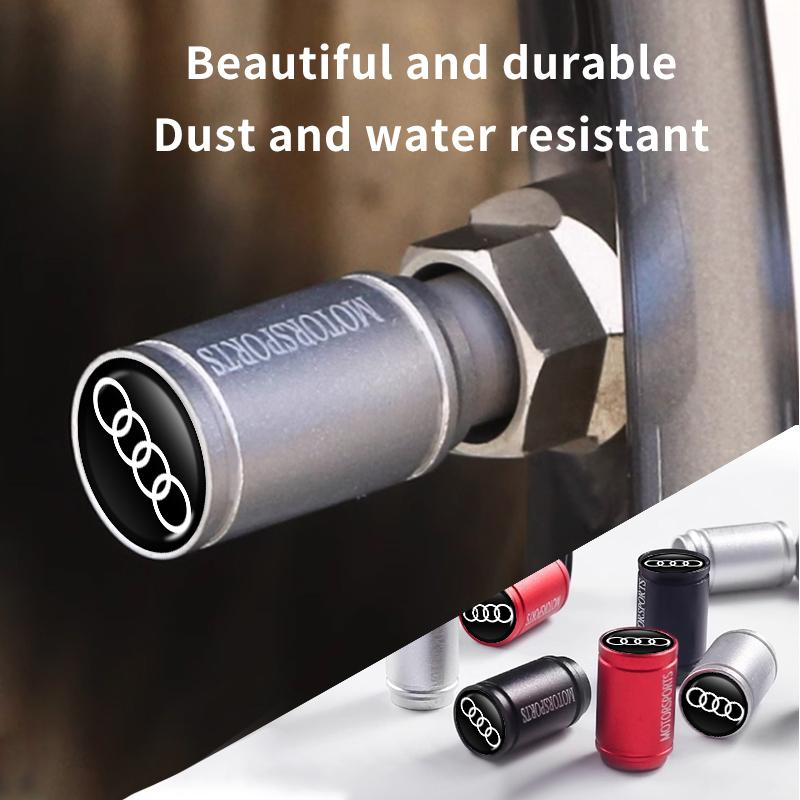 New 4Pcs Car Wheel Tire Valve Caps Air Stem Covers Accessories For 1s S RS Line S7 S8 S5 S6 Quattro RS3 RS4 A6 A7 A8 QRS5 RS6