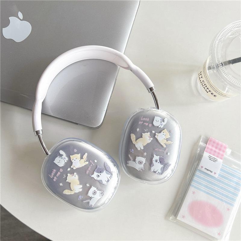 Корейский мультяшный кот для AirPods max защитный чехол яблочный головной убор амбушюры чехол для наушников