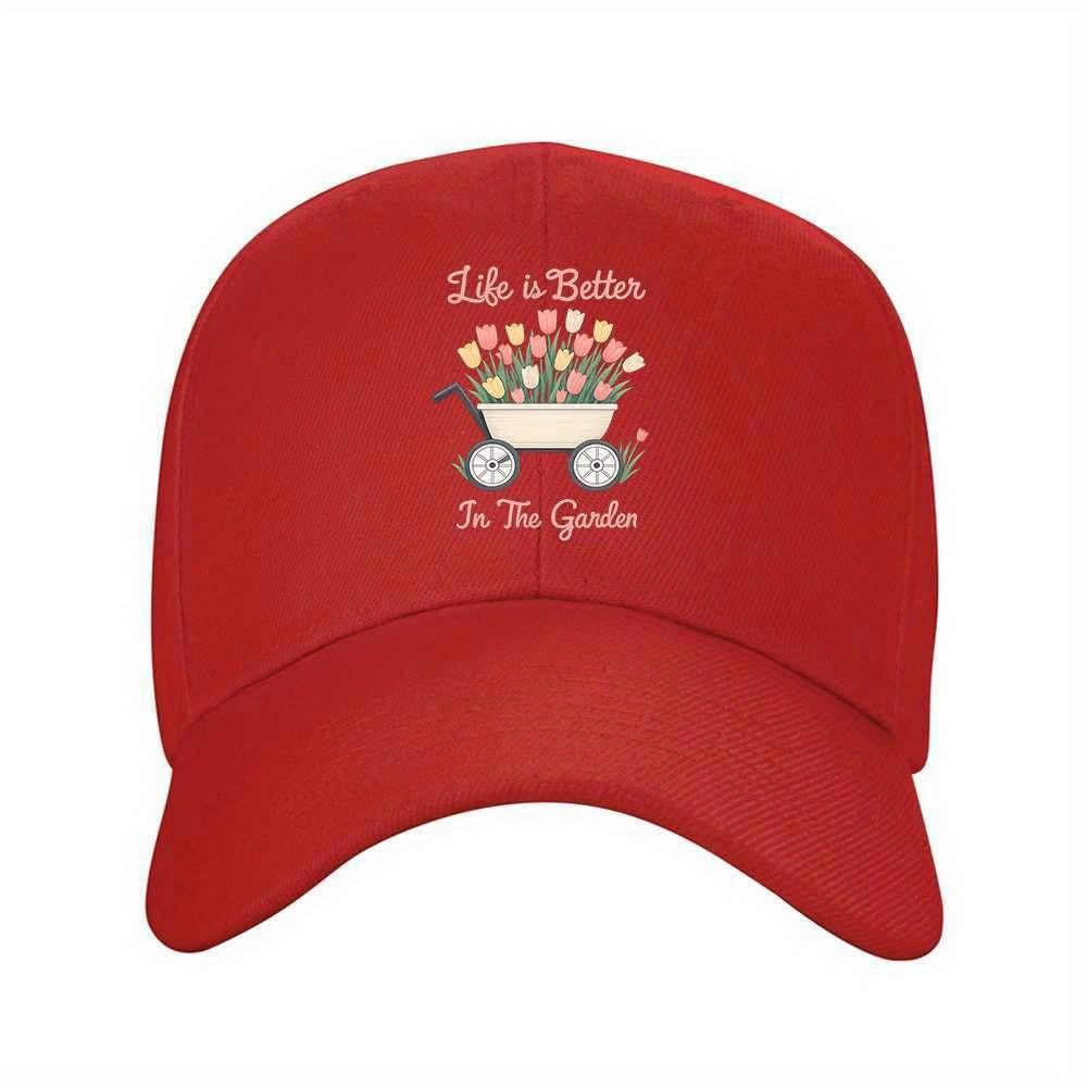 Tulip Garden Life Is Better Baseball Cap Adjustable Unisex Outdoor Sports Hat