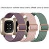 3 шт. Спортивные ремешки, Совместимы с Fitbit Versa 3/Versa 4/Sense 2/Sense, Регулируемый эластичный нейлоновый ремешок Solo Loop, Замена