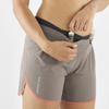 SALOMON Elastic Waist Mid Rise Three Quarter Casual Shorts Women Shorts Brown C24377
